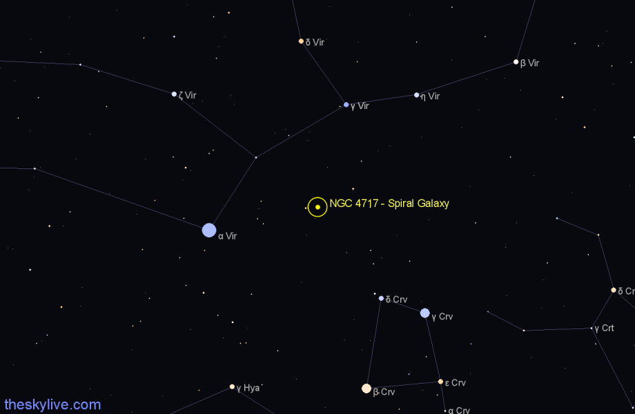 Finder chart NGC 4717 - Spiral Galaxy in Virgo star