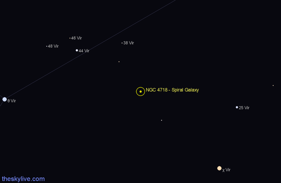 Finder chart NGC 4718 - Spiral Galaxy in Virgo star