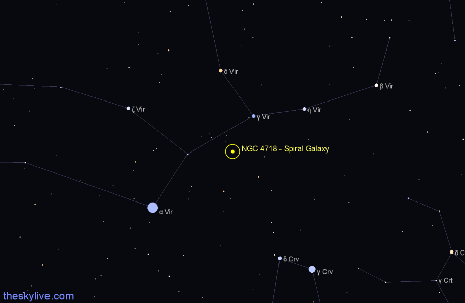 Finder chart NGC 4718 - Spiral Galaxy in Virgo star