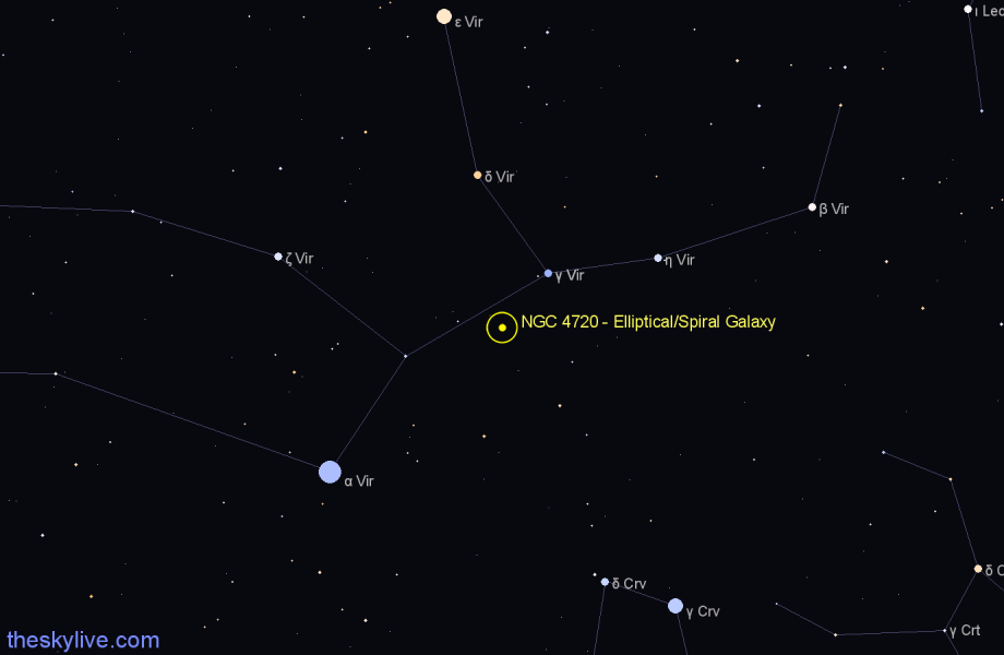 Finder chart NGC 4720 - Elliptical/Spiral Galaxy in Virgo star