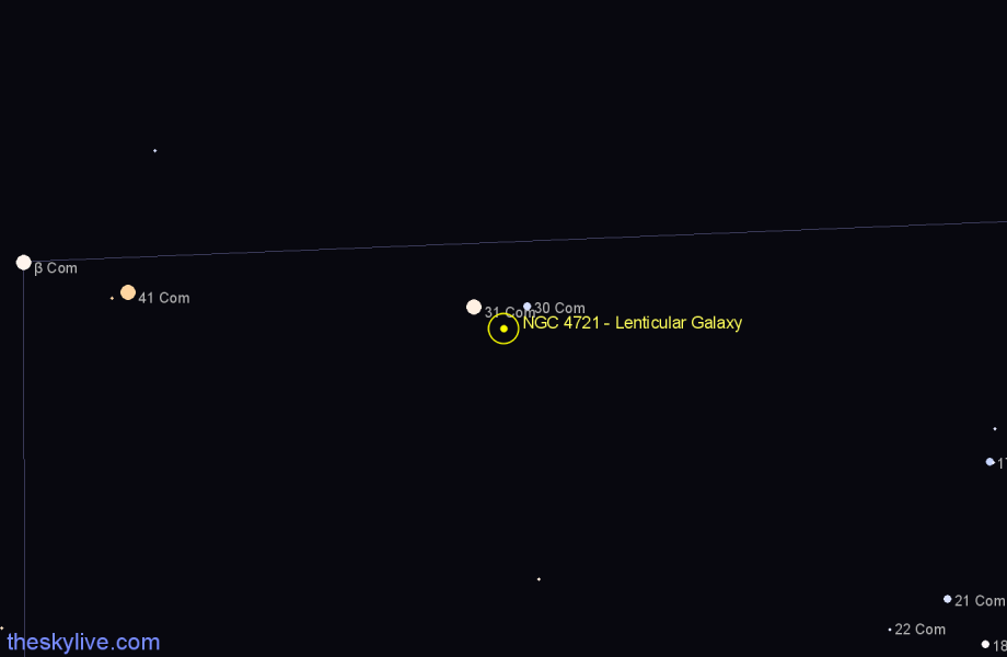 Finder chart NGC 4721 - Lenticular Galaxy in Coma Berenices star