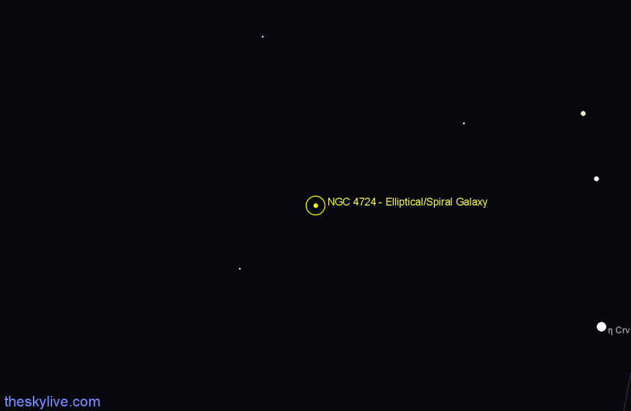 Finder chart NGC 4724 - Elliptical/Spiral Galaxy in Corvus star