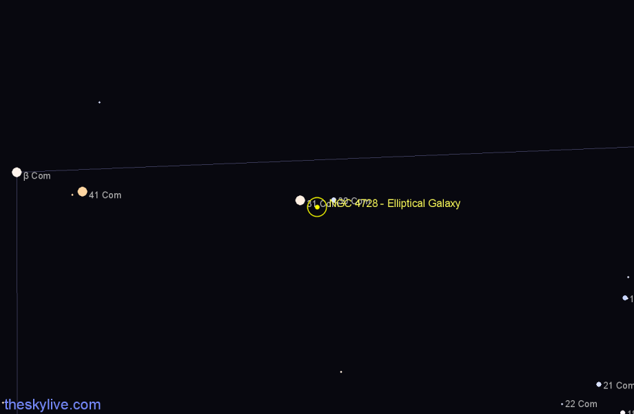 Finder chart NGC 4728 - Elliptical Galaxy in Coma Berenices star