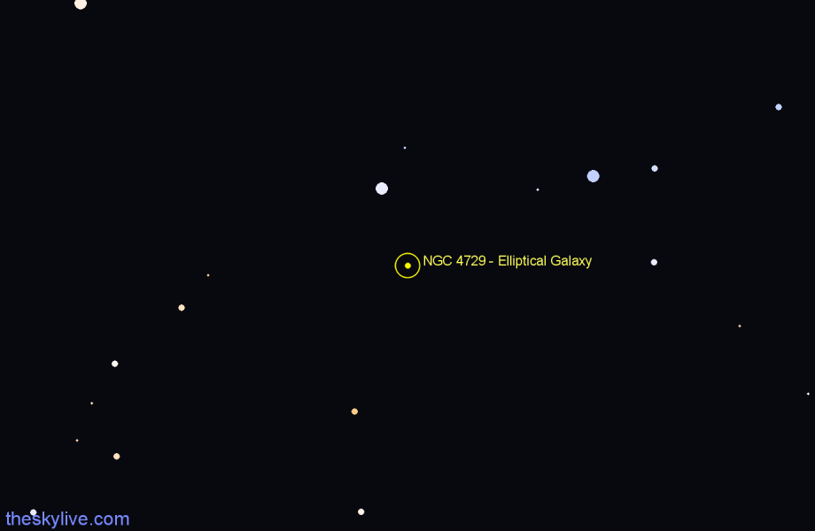 Finder chart NGC 4729 - Elliptical Galaxy in Centaurus star