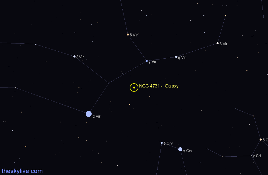 Finder chart NGC 4731 - Galaxy in Virgo star
