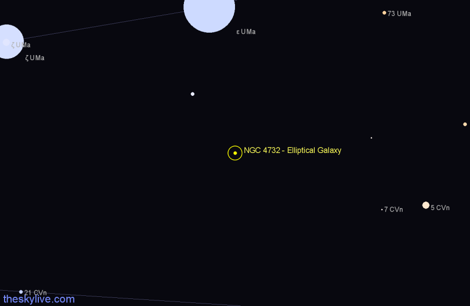 Finder chart NGC 4732 - Elliptical Galaxy in Ursa Major star