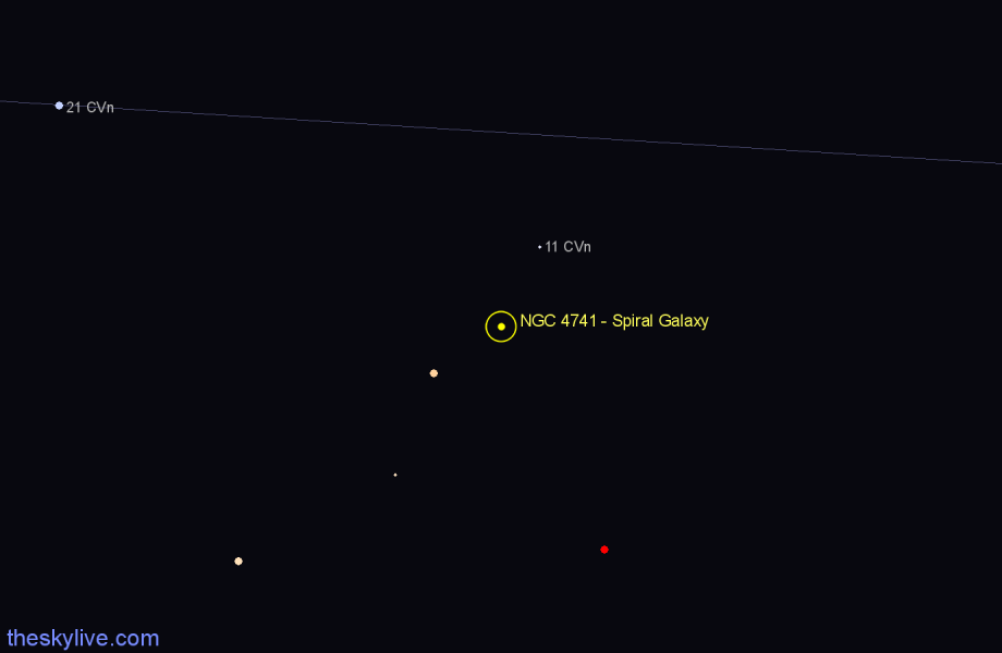 Finder chart NGC 4741 - Spiral Galaxy in Canes Venatici star