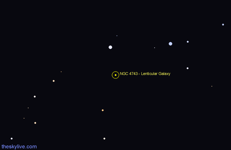 Finder chart NGC 4743 - Lenticular Galaxy in Centaurus star