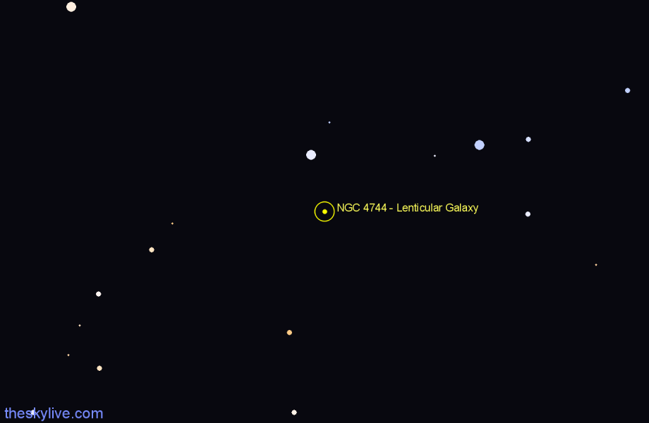 Finder chart NGC 4744 - Lenticular Galaxy in Centaurus star