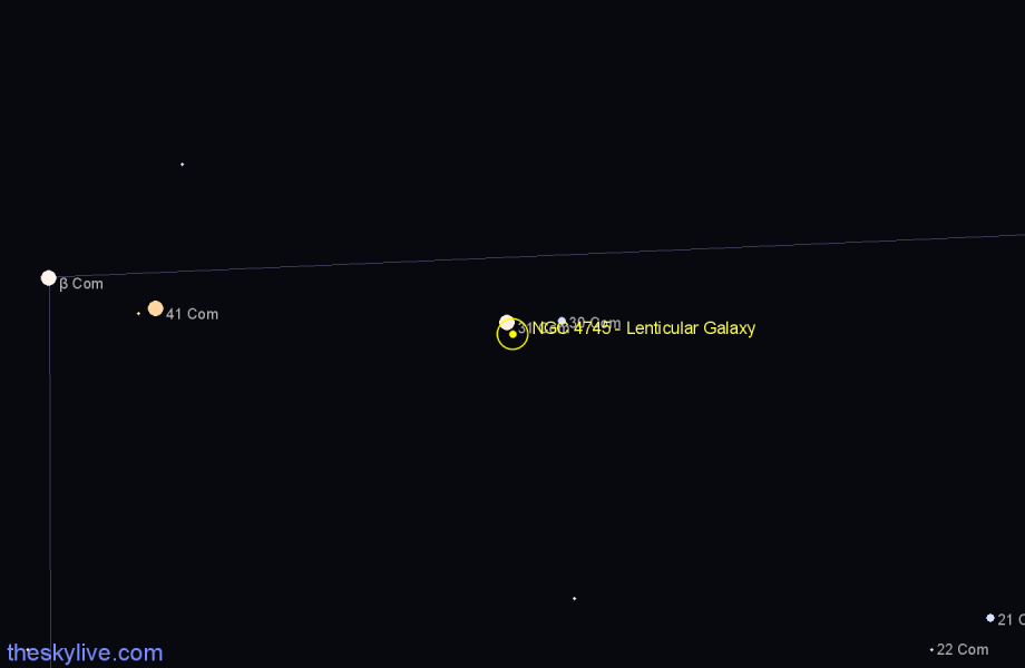 Finder chart NGC 4745 - Lenticular Galaxy in Coma Berenices star