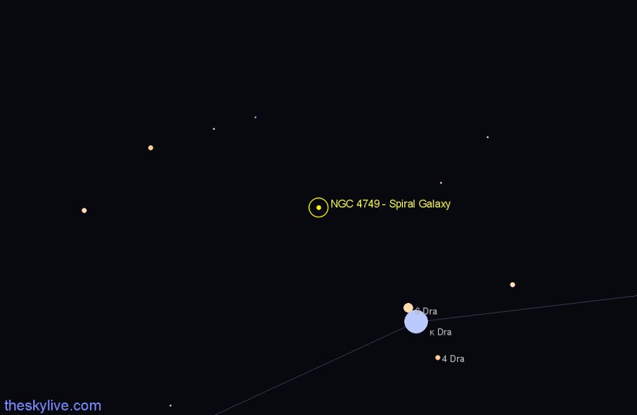 Finder chart NGC 4749 - Spiral Galaxy in Draco star