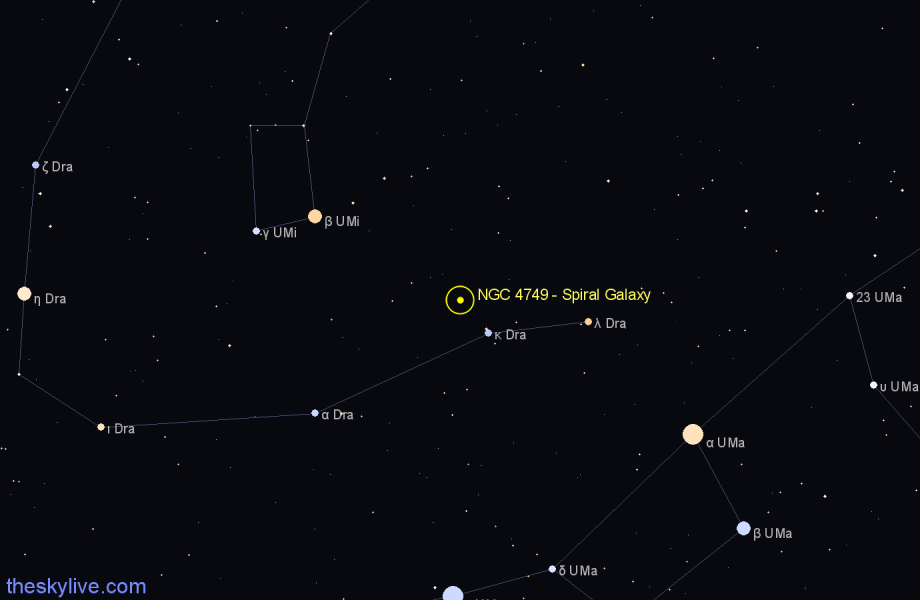 Finder chart NGC 4749 - Spiral Galaxy in Draco star