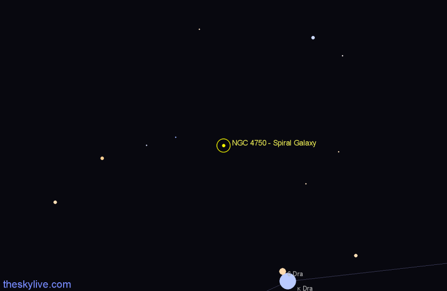 Finder chart NGC 4750 - Spiral Galaxy in Draco star