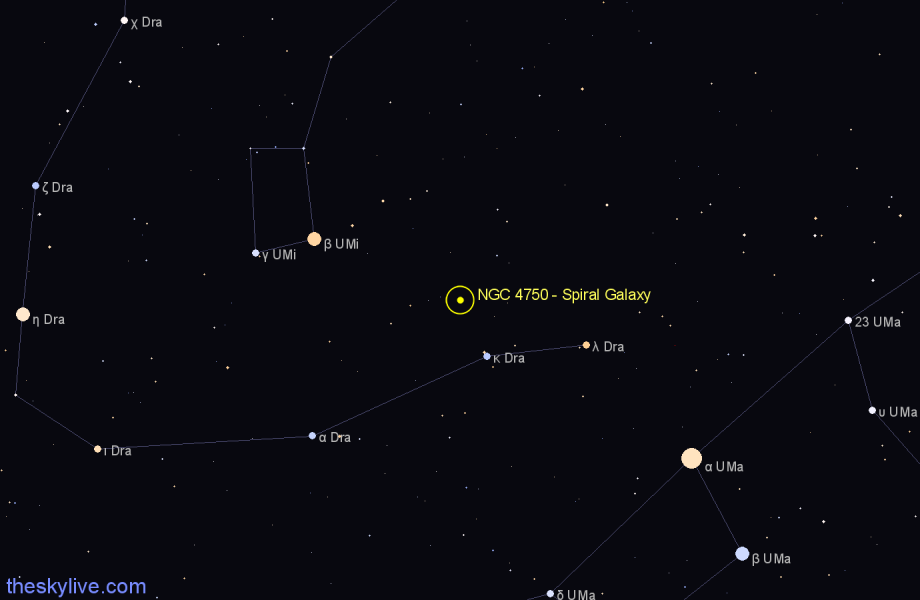 Finder chart NGC 4750 - Spiral Galaxy in Draco star