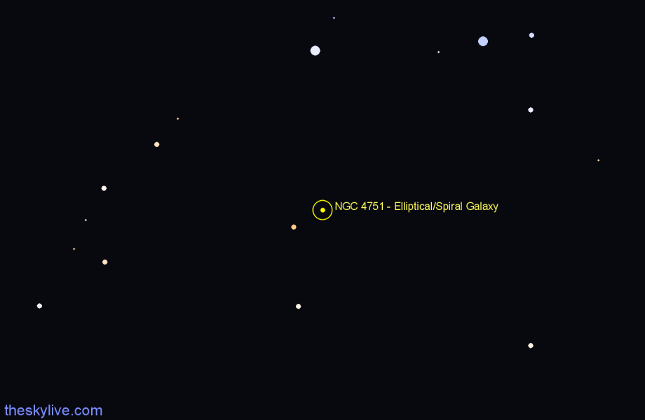 Finder chart NGC 4751 - Elliptical/Spiral Galaxy in Centaurus star