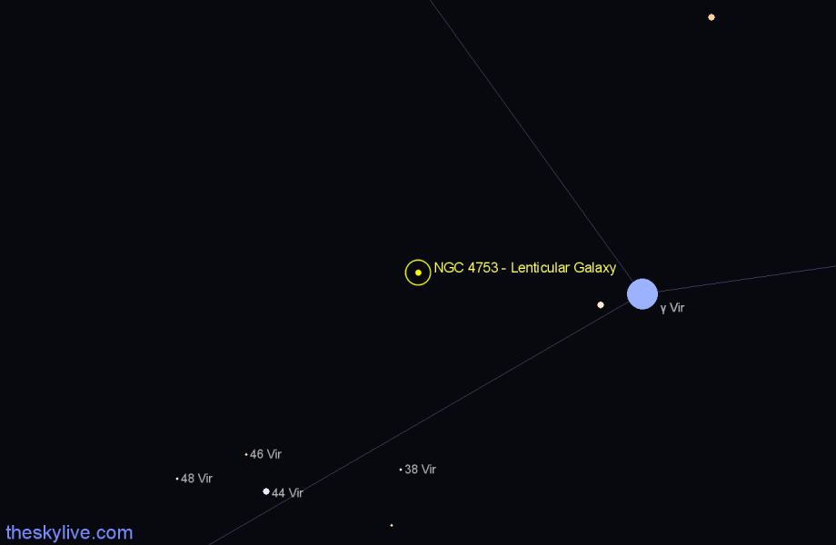 Finder chart NGC 4753 - Lenticular Galaxy in Virgo star