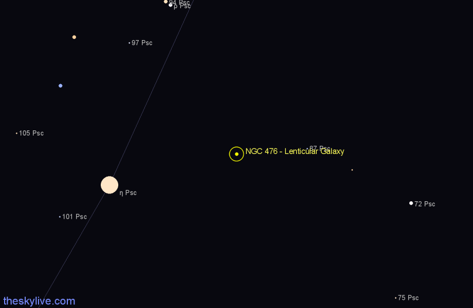 Finder chart NGC 476 - Lenticular Galaxy in Pisces star