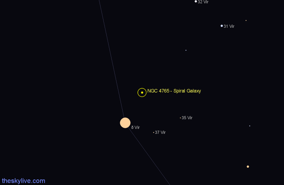 Finder chart NGC 4765 - Spiral Galaxy in Virgo star