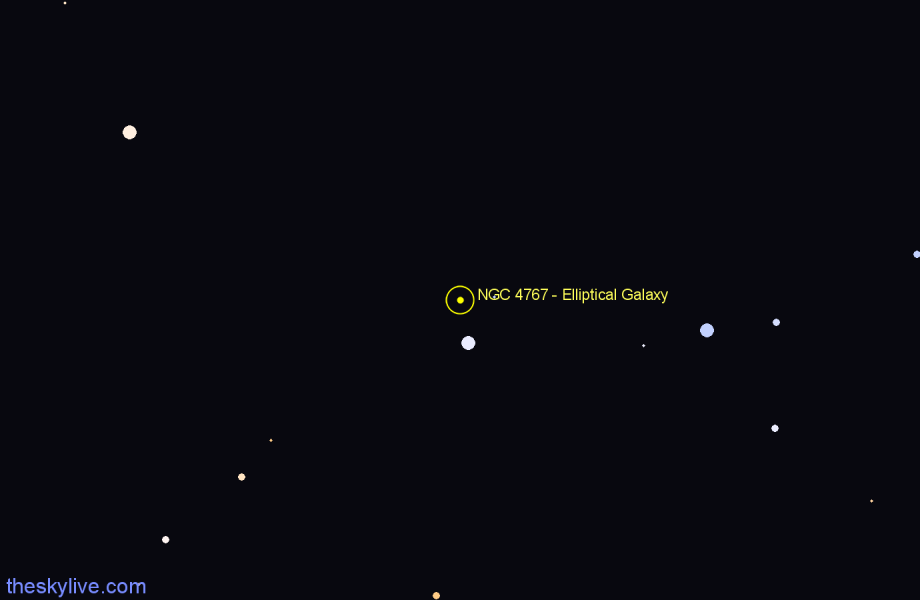 Finder chart NGC 4767 - Elliptical Galaxy in Centaurus star