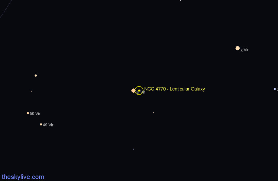 Finder chart NGC 4770 - Lenticular Galaxy in Virgo star