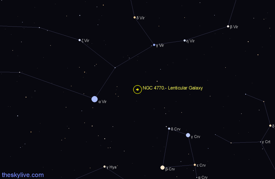 Finder chart NGC 4770 - Lenticular Galaxy in Virgo star