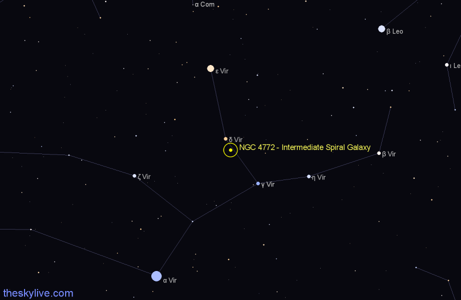 Finder chart NGC 4772 - Intermediate Spiral Galaxy in Virgo star