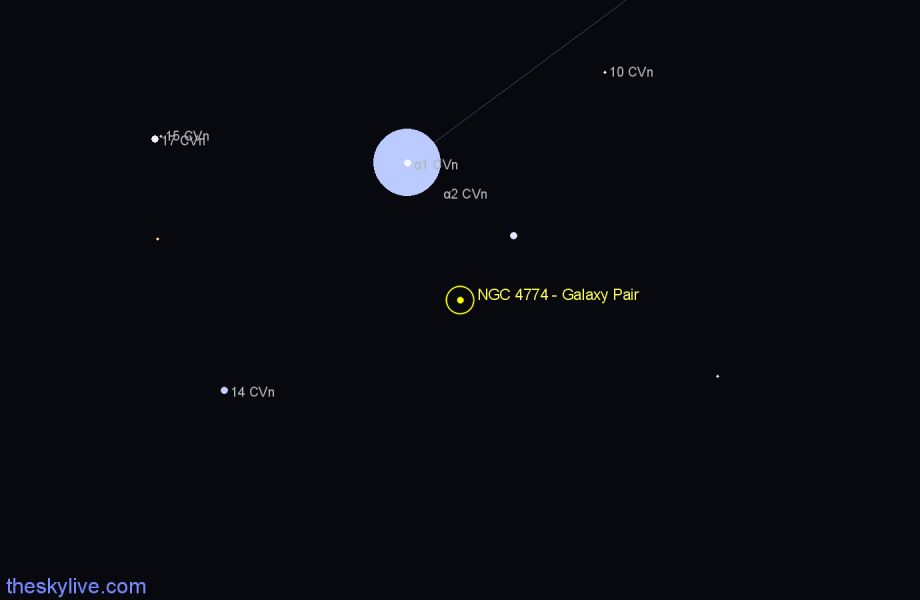 Finder chart NGC 4774 - Galaxy Pair in Canes Venatici star