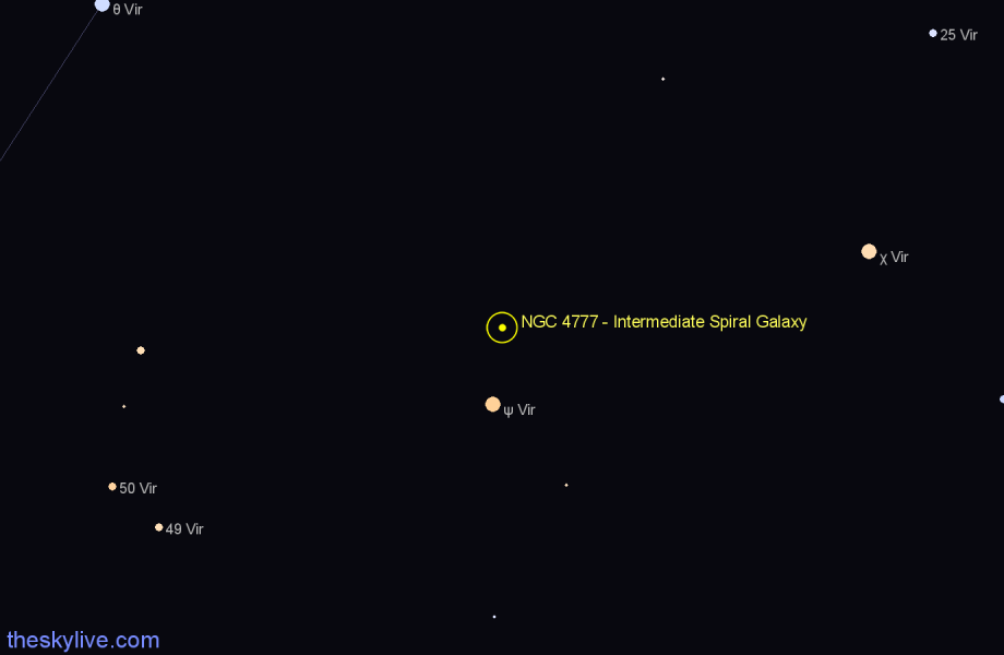 Finder chart NGC 4777 - Intermediate Spiral Galaxy in Virgo star