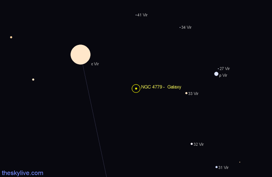 Finder chart NGC 4779 -  Galaxy in Virgo star