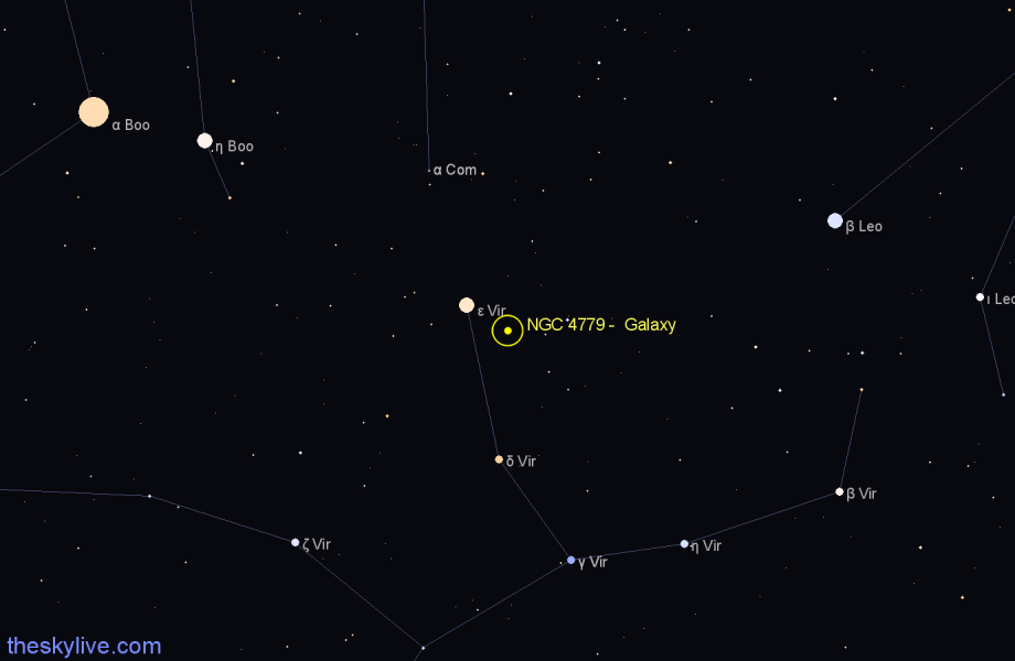 Finder chart NGC 4779 - Galaxy in Virgo star