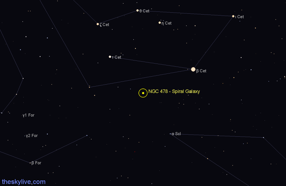 Finder chart NGC 478 - Spiral Galaxy in Cetus star