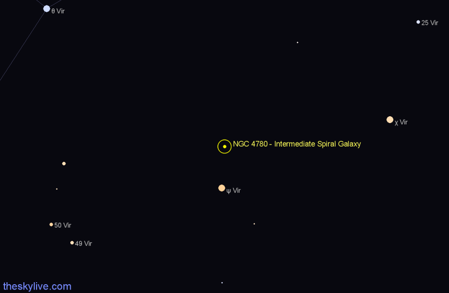 Finder chart NGC 4780 - Intermediate Spiral Galaxy in Virgo star