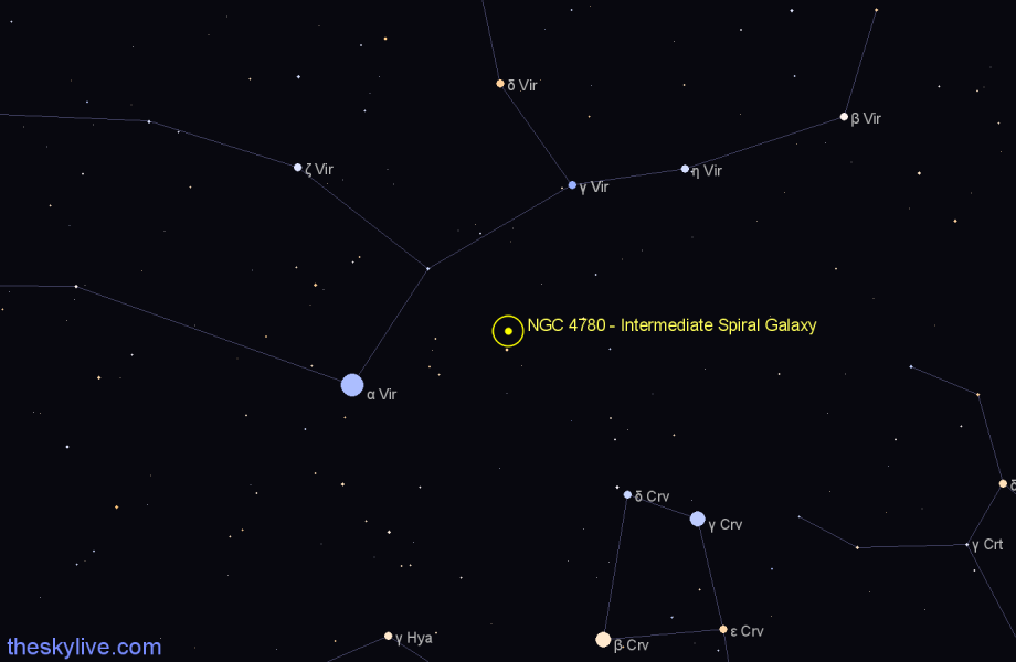 Finder chart NGC 4780 - Intermediate Spiral Galaxy in Virgo star