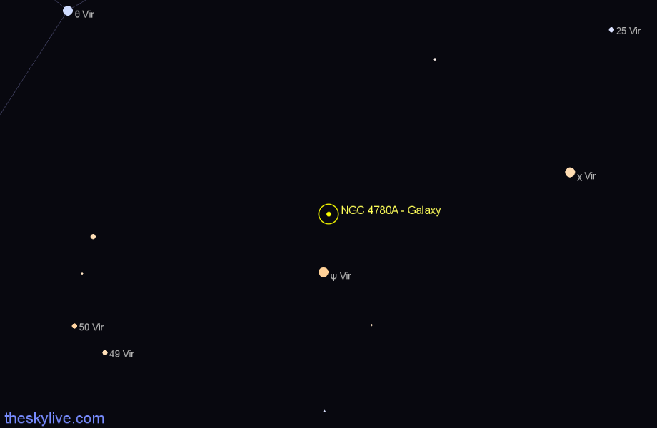 Finder chart NGC 4780A - Galaxy in Virgo star