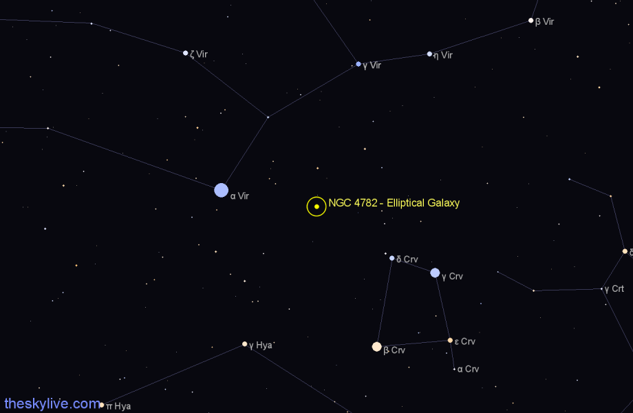 Finder chart NGC 4782 - Elliptical Galaxy in Corvus star