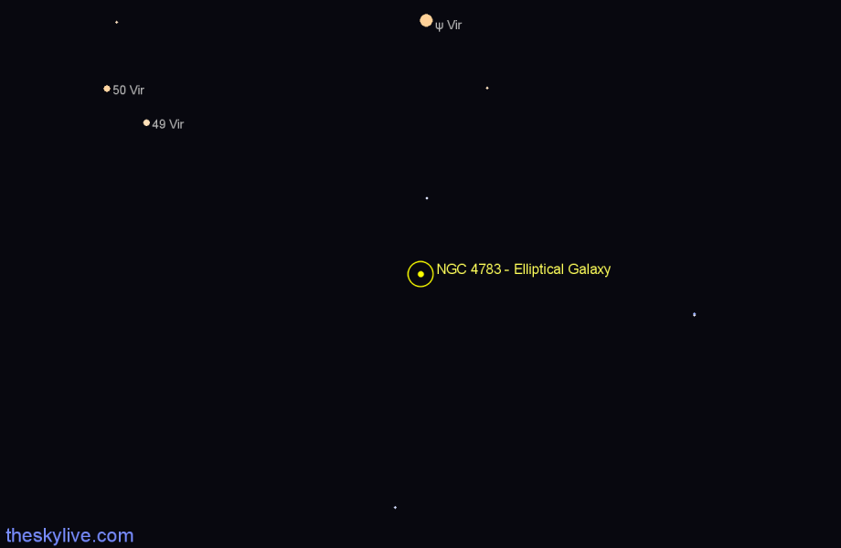 Finder chart NGC 4783 - Elliptical Galaxy in Corvus star