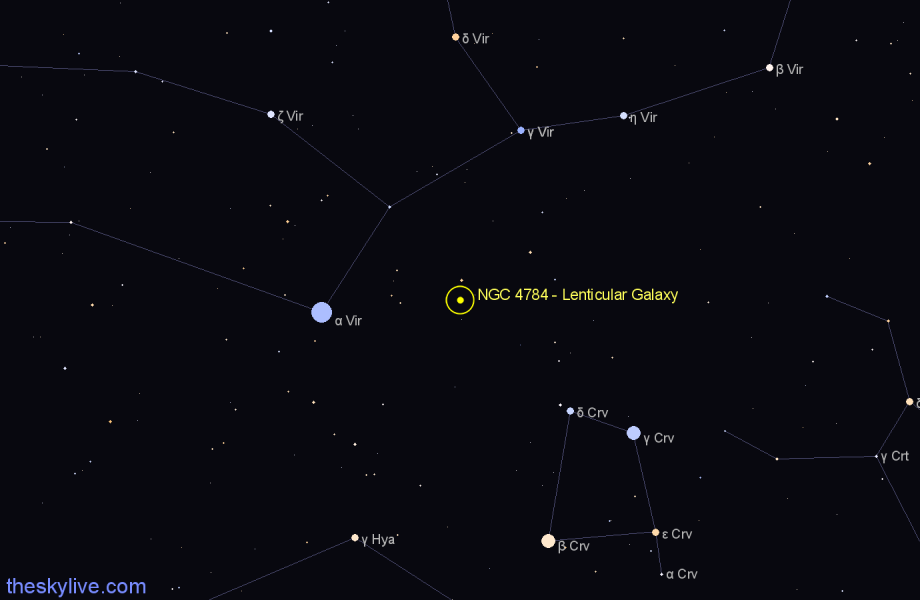 Finder chart NGC 4784 - Lenticular Galaxy in Virgo star