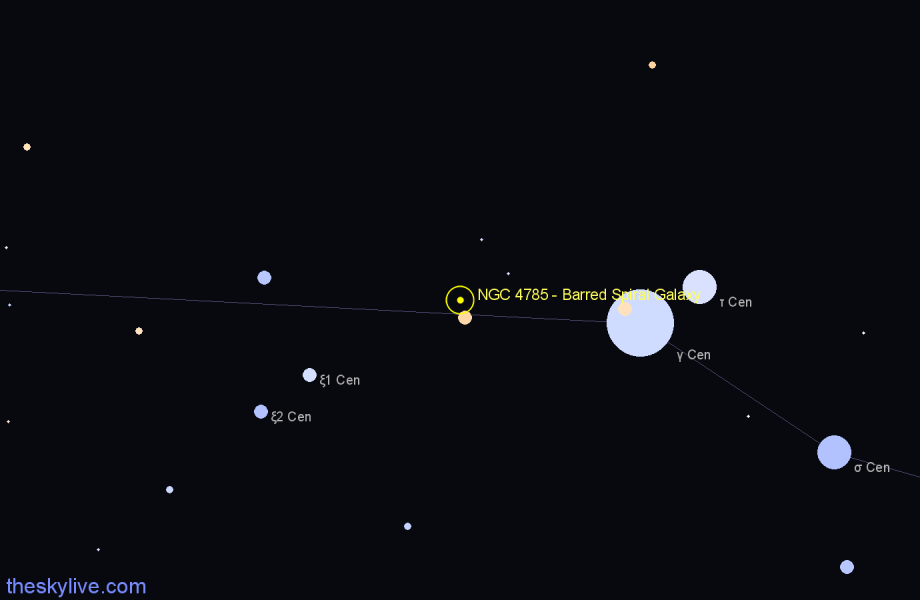 Finder chart NGC 4785 - Barred Spiral Galaxy in Centaurus star