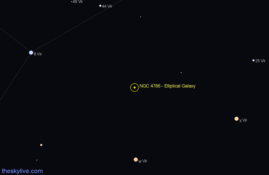 Finder chart NGC 4786 - Elliptical Galaxy in Virgo star