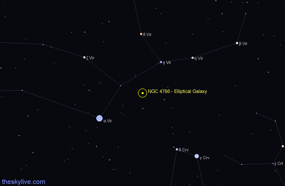 Finder chart NGC 4786 - Elliptical Galaxy in Virgo star