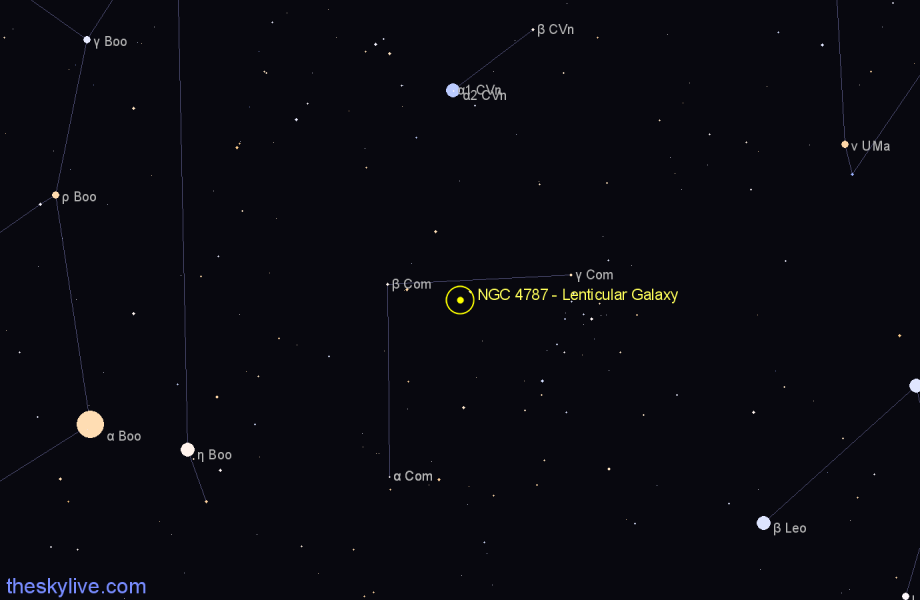 Finder chart NGC 4787 - Lenticular Galaxy in Coma Berenices star