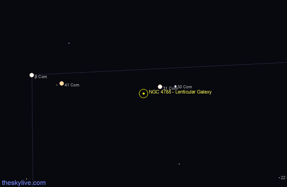 Finder chart NGC 4788 - Lenticular Galaxy in Coma Berenices star