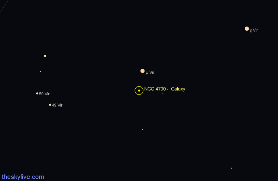 Finder chart NGC 4790 -  Galaxy in Virgo star