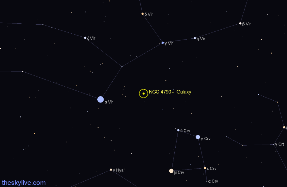 Finder chart NGC 4790 -  Galaxy in Virgo star