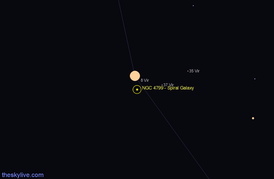 Finder chart NGC 4799 - Spiral Galaxy in Virgo star