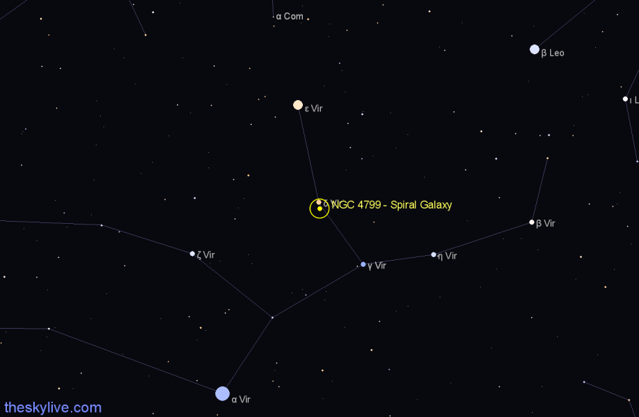 Finder chart NGC 4799 - Spiral Galaxy in Virgo star