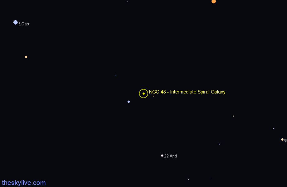 Finder chart NGC 48 - Intermediate Spiral Galaxy in Andromeda star