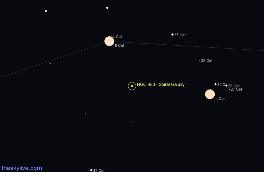 Finder chart NGC 480 - Spiral Galaxy in Cetus star