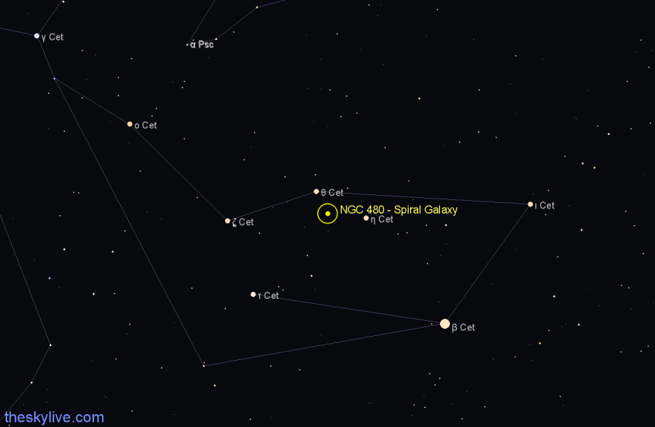 Finder chart NGC 480 - Spiral Galaxy in Cetus star