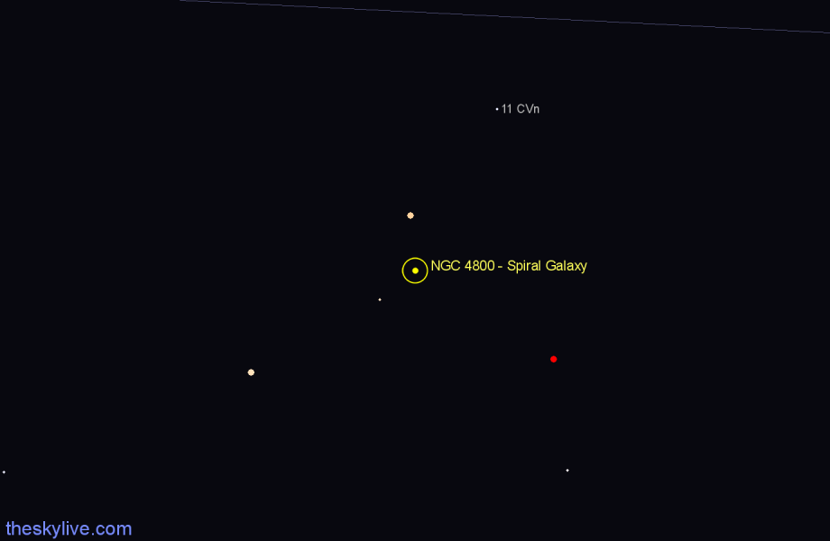 Finder chart NGC 4800 - Spiral Galaxy in Canes Venatici star